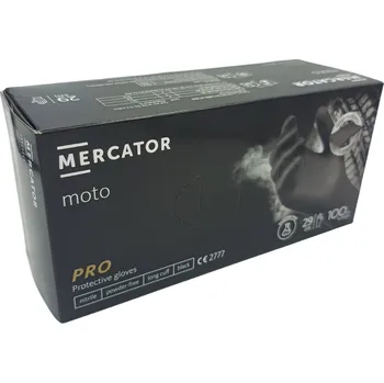Vyšetřovací rukavice Mercator Medical Průmyslové nitrilové rukavice černé jednorázové MOTO - zesílené, 100 ks M