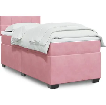 Postel vidaXL Box spring postel s matrací 90x190 cm samet [3288498] Barva: Růžová