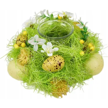 Svícen Jarní svícen s vajíčky a dekorací Ø17 cm