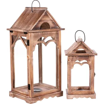 Lucerna Eoshop Lucerna dřevěná, barva hnědá, sada 2 kusy LD-0340