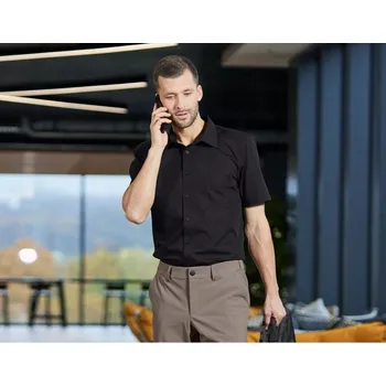 Pánská košile Business košile s krátkým rukávem e.s.comfort velikost 42 černá Strauss Pracovní oblečení