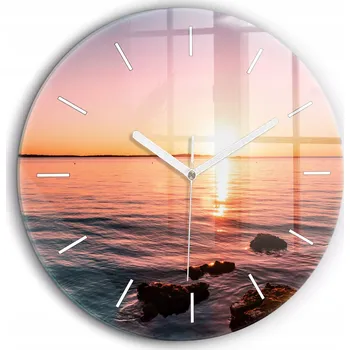 Hodiny Foto nástěnné hodiny Skály při západu slunce kulatý bílé ručičky průměr 60 cm