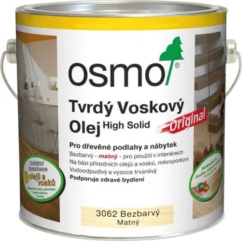 Olej na dřevo OSMO 3062 Tvrdý voskový olej mat bezbarvý 2,5 l