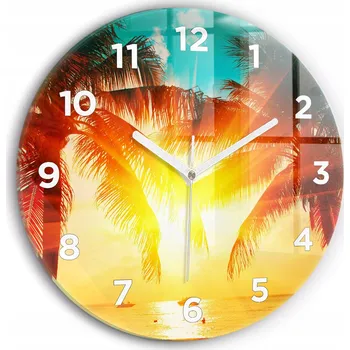 Hodiny Ozdobné nástěnné hodiny s krásnou grafikou Dovolená Odpočinek kulatý průměr 30 cm