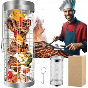 Příslušenství pro gril GRILOVACÍ KOŠÍK OTOČNÝ SÍŤOVÝ DO TROUBY LEDNIČKY OBRACECÍ NÁDOBA MŘÍŽKA