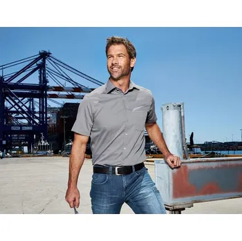 Pánská košile Business košile s krátkým rukávem e.s.comfort velikost 44 šedá melanž Strauss Pracovní oblečení