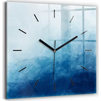 Hodiny Minimalistické Čtvercové Skleněné Hodiny Nástěnné Abstrakce voda 30x30 cm