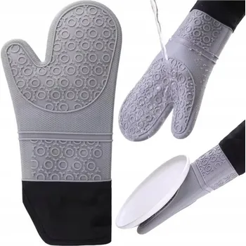 Chňapka SILIKONOVÁ kuchyňská rukavice ochranná silná na horké nádobí šedá