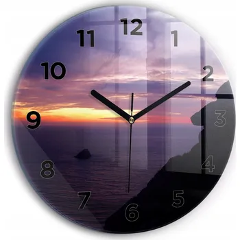 Hodiny Moderní skleněné nástěnné hodiny s potiskem Kamenná hlava kulatý průměr 30 cm