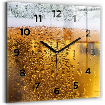 Hodiny Tvrzené skleněné ozdobné nástěnné hodiny Pivní Sklenice 30x30