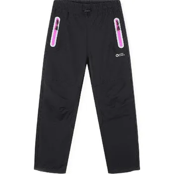 Dívčí kalhoty DÍVČÍ SOFTSHELLOVÉ KALHOTY LETNÍ PRUŽNÉ Barva: Černé s růžovým zipem, Velikost: 146
