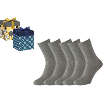 Dámské ponožky Dárkové balení 5 párů zdravotních ponožek LUKÁŠ Světle šedé, EUR 46-48 (UK 11-12), Zvolte variantu dárkového balení: Modrá s oky