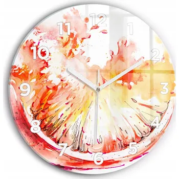 Hodiny Moderní skleněné nástěnné hodiny Malovaná pomeranč kulatý průměr 30 cm