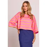 Crop top dámský s vícebarevným potiskem pruhy M844 Barva: Červená, Velikost: S/M