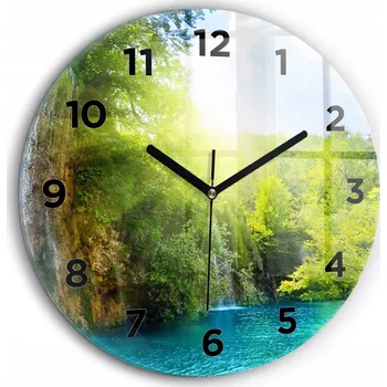 Hodiny Čtvercové Skleněné Hodiny Minimalistické Nástěnné Krajina laguny fi60 cm