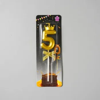 Dortová svíčka Dortisimo Svíčka zlatá s korunkou číslo 5