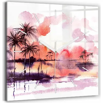 Hodiny Skleněné hodiny s potiskem Tiché Nástěnné Tropická krajina