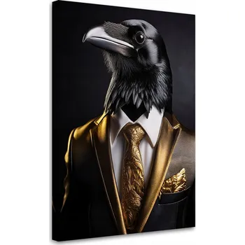 Obraz Obraz na plátně, Pták Černý Havran v obleku 40x60