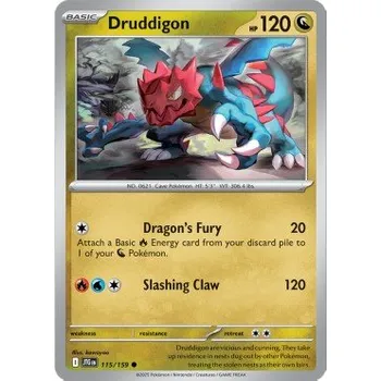 Sběratelská karetní hra Pokémon JTG 115/159 Druddigon - Journey Together Stav: Near Mint, Verze: REVERSE HOLO