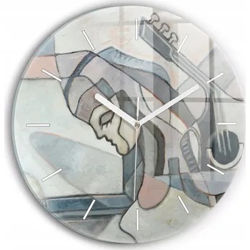 Hodiny Moderní skleněné nástěnné hodiny s potiskem Malířství abstraktní, průměr 30 cm