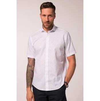 Pánská košile JP1880, Plus size Košile JP1880, krátké rukávy, drobný potisk, Modern střih, žraločí límeček, do 8XL pro plnoštíhlé nadměrná velikost, 835607200-1456, béžový, 7XL, Plus size oblečení, Oblečení pro vysoké muže, Nadměrné velikosti, Oblečení pro plnoštíhlé.