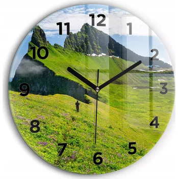 Hodiny Skleněné nástěnné hodiny Rezerwat Hornstrandir Islandia kulatý průměr 60 cm