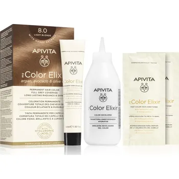 Barva na vlasy Apivita My Color Elixir barva na vlasy bez amoniaku odstín 8.0 Light Blonde 1 ks