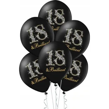 Balónek Balónky 30 cm 18 & Brilliant pastel černé 6 Ks