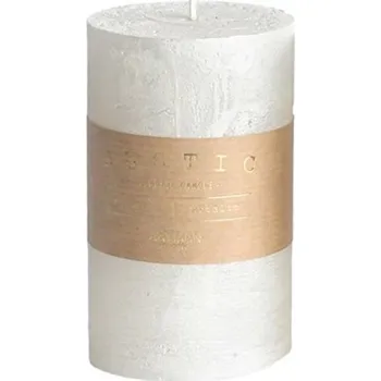 Svíčka Dekorační svíčka rustikální, ø 7 × 15 cm, metalická bílá 93733BÍ