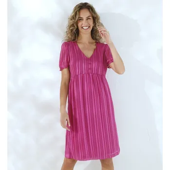 Dámské šaty Krátké jednobarevné šaty ze žakárového voálu purpurová 42