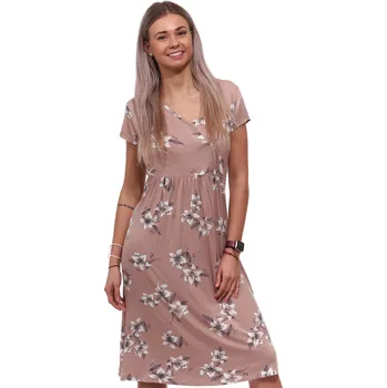 Dámská noční košile Hnědá a bíle květovaná jemná košilka pro ženy 1D1495 hnědá xxl