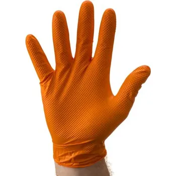 Moto rukavice Rukavice nitrilové jednorázové, silnější vroubkované oranžové (50 ks) (Velikost: L) ORANŽOVÉ RUKAVICE