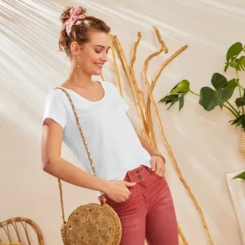 Dámské tričko Tričko s kulatým výstřihem a krátkými rukávy bílá 56