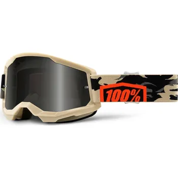 Motocyklové brýle STRATA 2, 100% Sand brýle Kombat, kouřové plexi 50422-102-10