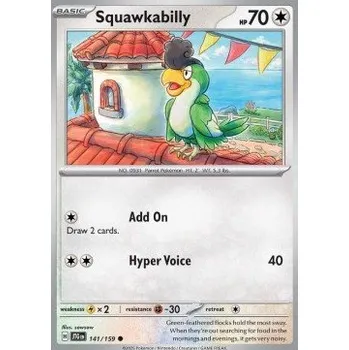 Sběratelská karetní hra Pokémon JTG 141/159 Squawkabilly - Journey Together Stav: Near Mint, Verze: REVERSE HOLO