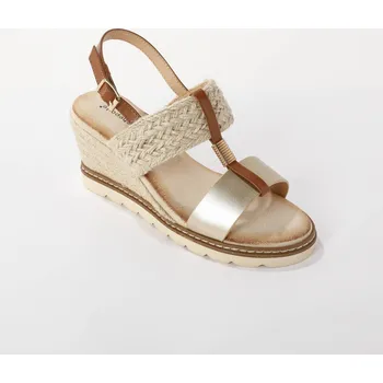 Dámské sandále Sandály ze 2 materiálů, na podpatku zlatá 38