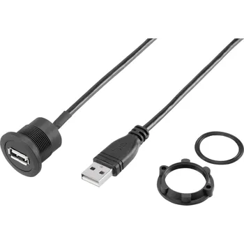 Elektrická zásuvka TRU COMPONENTS USB-19-BK USB 2.0 zásuvka, typ A, vestavná zásuvka, vestavná Množství: 1 ks