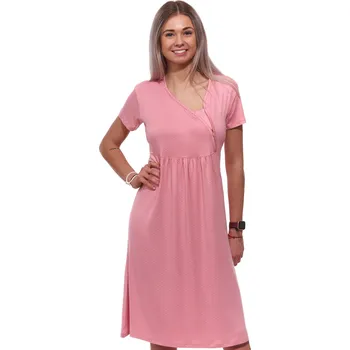 Dámská noční košile Růžová a drobně puntíkatá jemná luxusní košilka pro ženy 1D1499 růžová l