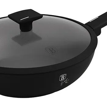 Pánev BerlingerHaus Matte Black Collection Pánev WOK s titanovým povrchem a poklicí 28 cm
