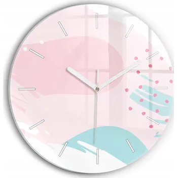Hodiny Nástěnné Čtvercové Skleněné Hodiny S Potiskem Pastelová abstrakce průměr 30 cm