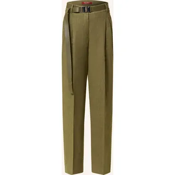 Dámské kalhoty Max Mara Studio Dámské Lněné Kalhoty Siamese, khaki, 38