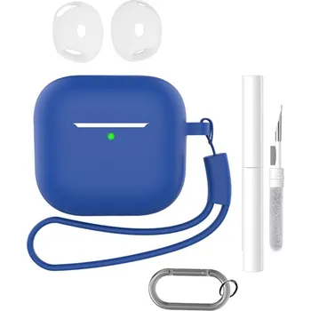 Příslušenství pro sluchátka Set silikonový obal na Apple AirPods 4 s čistící sadou - sapphire modrý