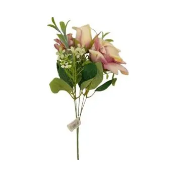 umělá květina Kytička růže a hortenzie krém-vínová JH005 krém-vínová