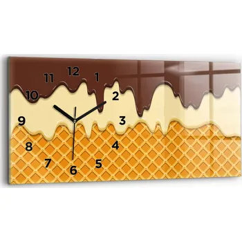 Hodiny Horizontální nástěnné skleněné hodiny do obývacího pokoje S Potiskem Oplatek 60 x 30 cm