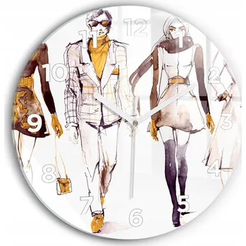 Hodiny Dekorativní nástěnné hodiny s krásnou grafikou Žena a muž kulatý průměr 30 cm