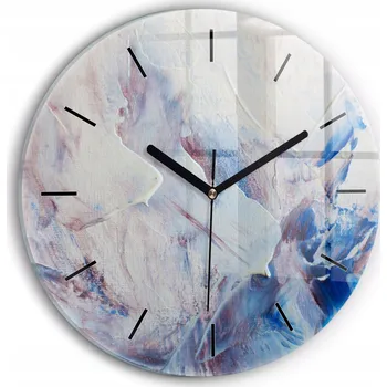 Hodiny Moderní skleněné nástěnné hodiny Abstrakce textura barvy kulatý průměr 30 cm