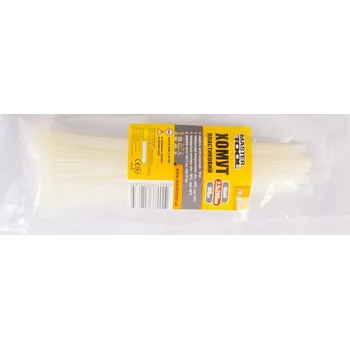 Organizace kabelů Stahovací pásky na kabely, nylon 2,5*200 mm, bílé, 100 kusů v balení