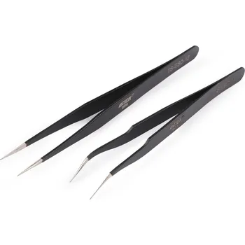 Kovová pinzeta s tenkou špičkou rovná, zahnutá, 13,5 cm, Balení 1 ks, Varianta 2 černá zahnutá