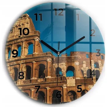Hodiny Ozdobné nástěnné hodiny s krásnou grafikou Kolosea v Itálii kulatý průměr 30 cm