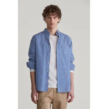Pánská košile KOŠILE GANT REG POPLIN GINGHAM SHIRT COLLEGE BLUE
